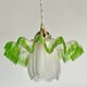 Suspension vintage opaline plissée verte et tulipe verre art déco
