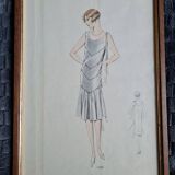 Vintage fashion print, Art Deco 1930