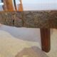 Tripod coffee table - solid okoumé wood - organic shape - brutalist style