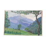 Toile ancienne montagne