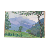 Toile ancienne montagne
