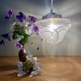 Vintage white and gold art deco globe pendant light