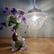 Suspension globe Art Déco blanc et doré