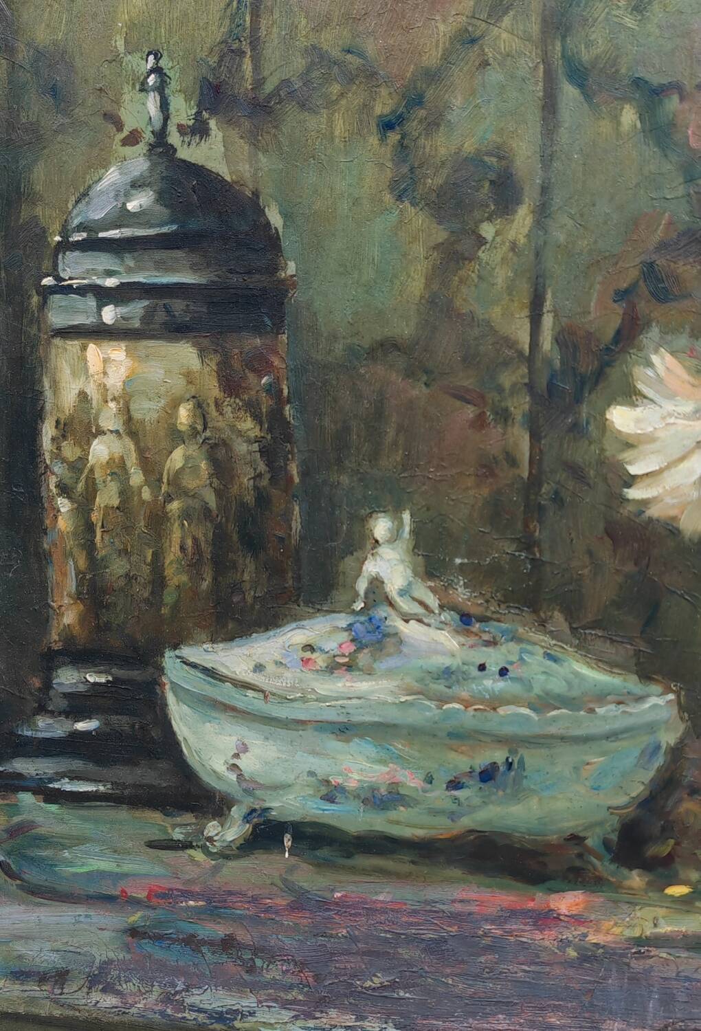 Still life with dahlias oil on panel