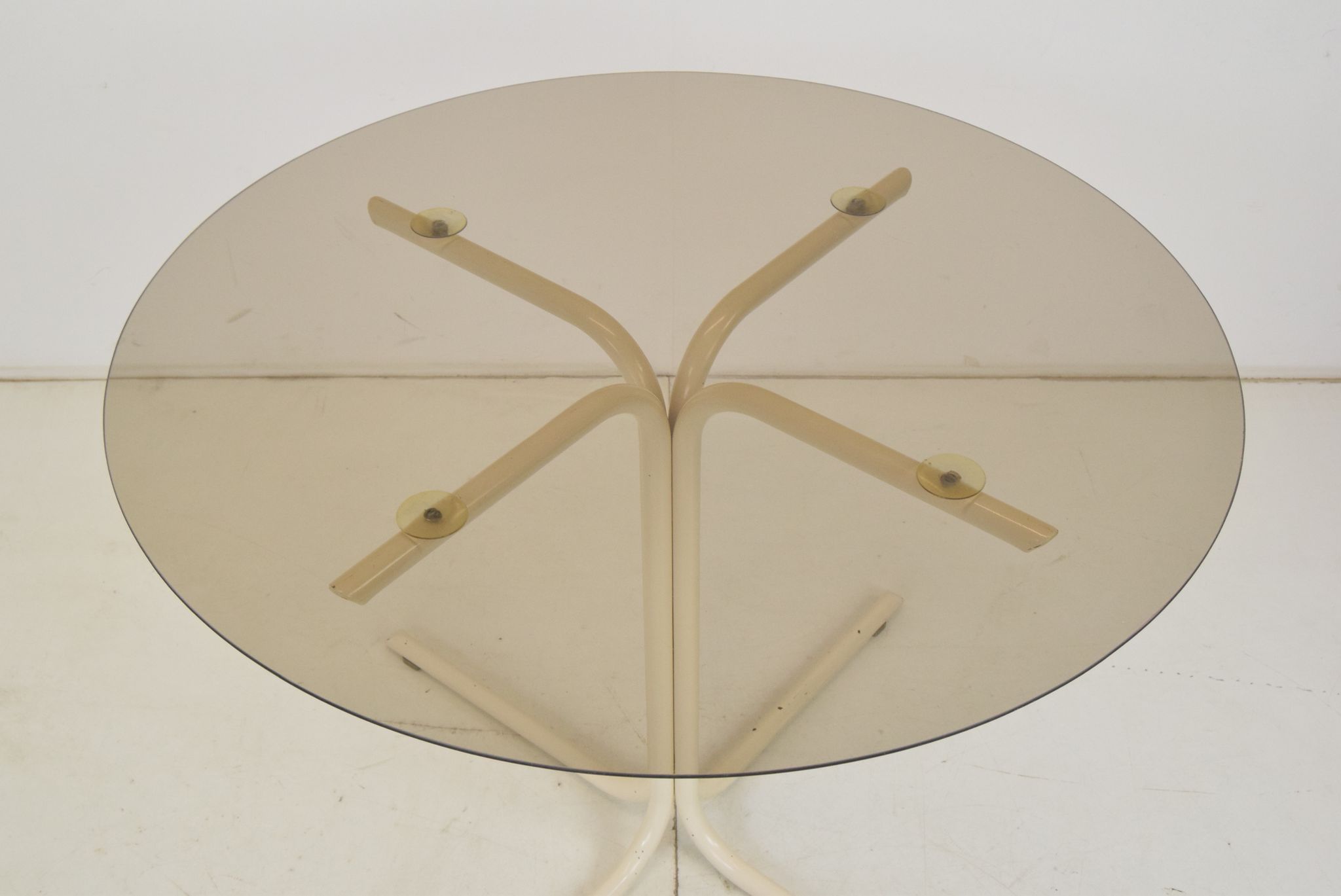 Round dining table,Metal and Glass,1970's.