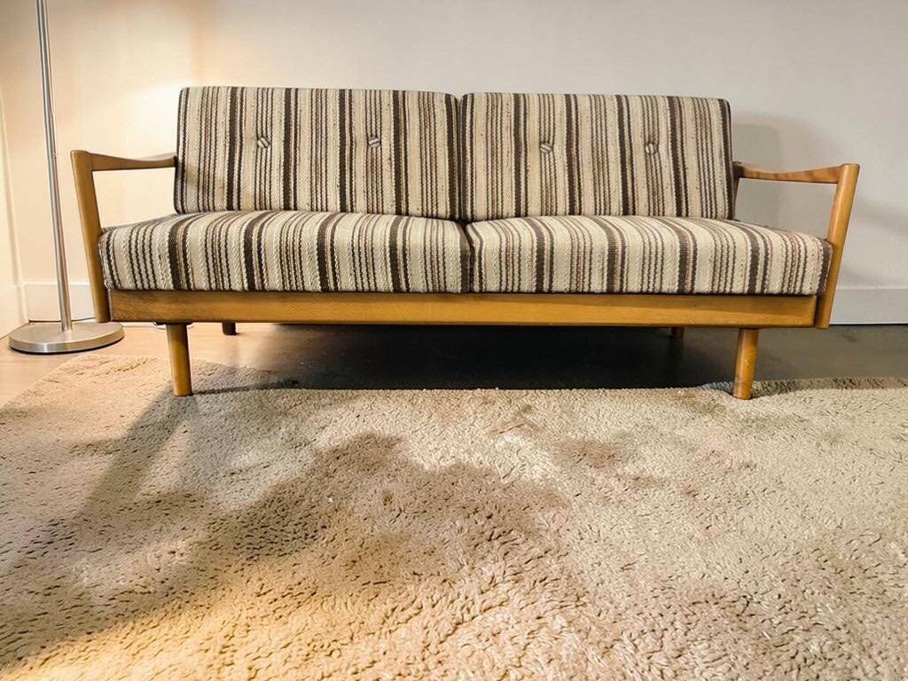 Vintage extendable wooden sofa / sofa / KNOLL sofa