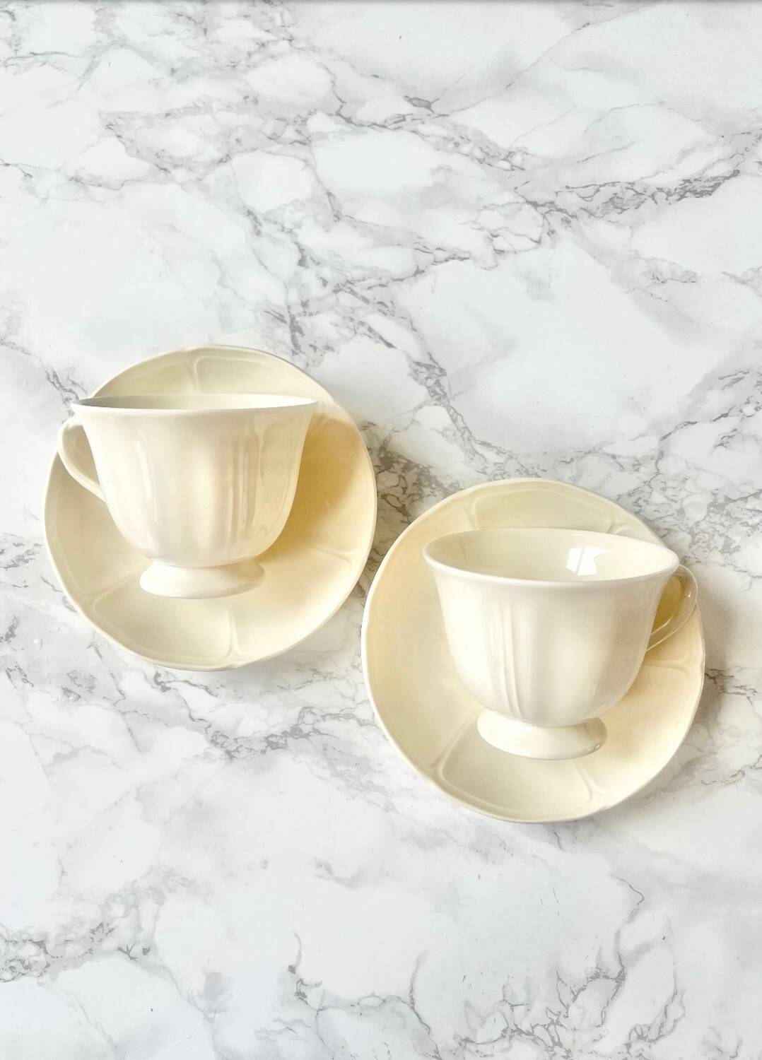 Pair of white porcelain teacups from Wedgwood