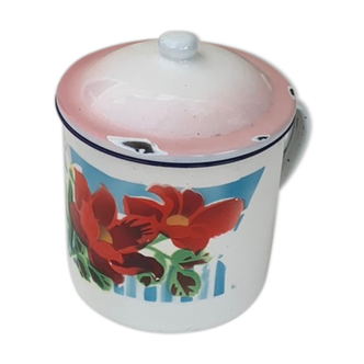 Spice pot in antique floral mitif enamel iron