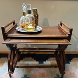 Teak service trolley with nesting table, mid-century modernism.