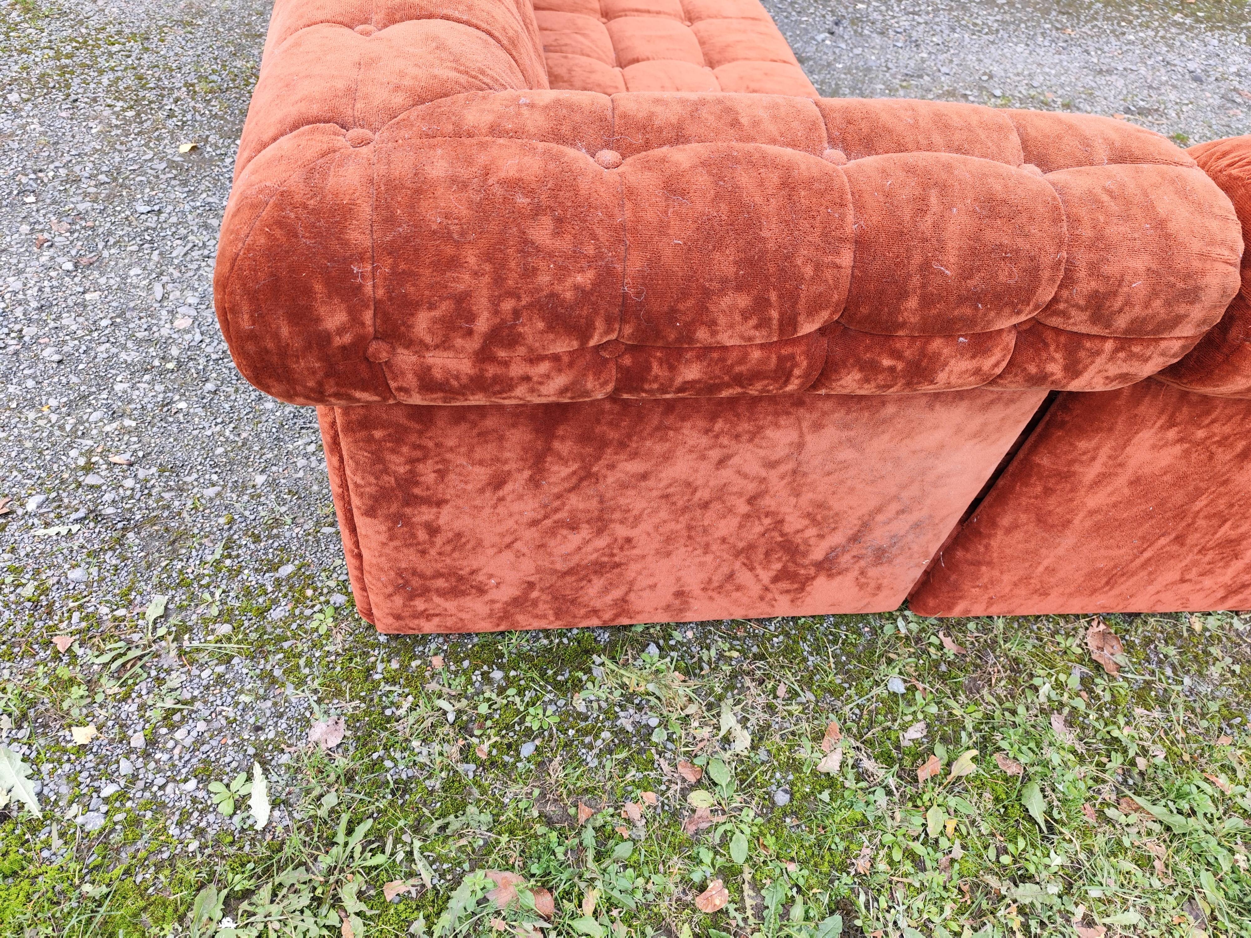 Modular velvet sofa bench 5 blocks