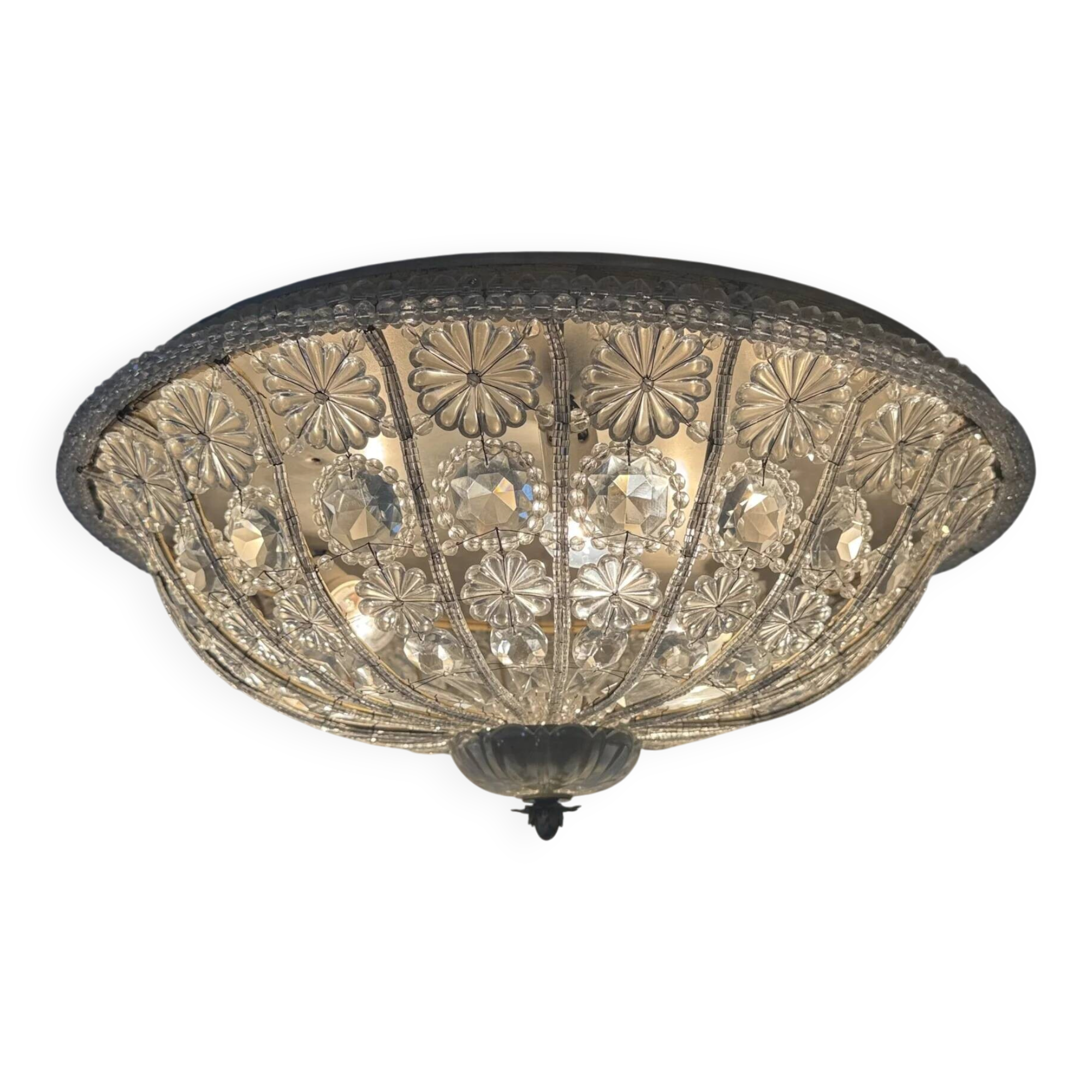 Large crystal Banci Italy ceiling lamp, 1960s
