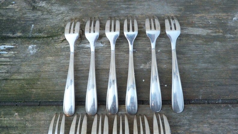 Set of 12 Christofle silver dessert forks