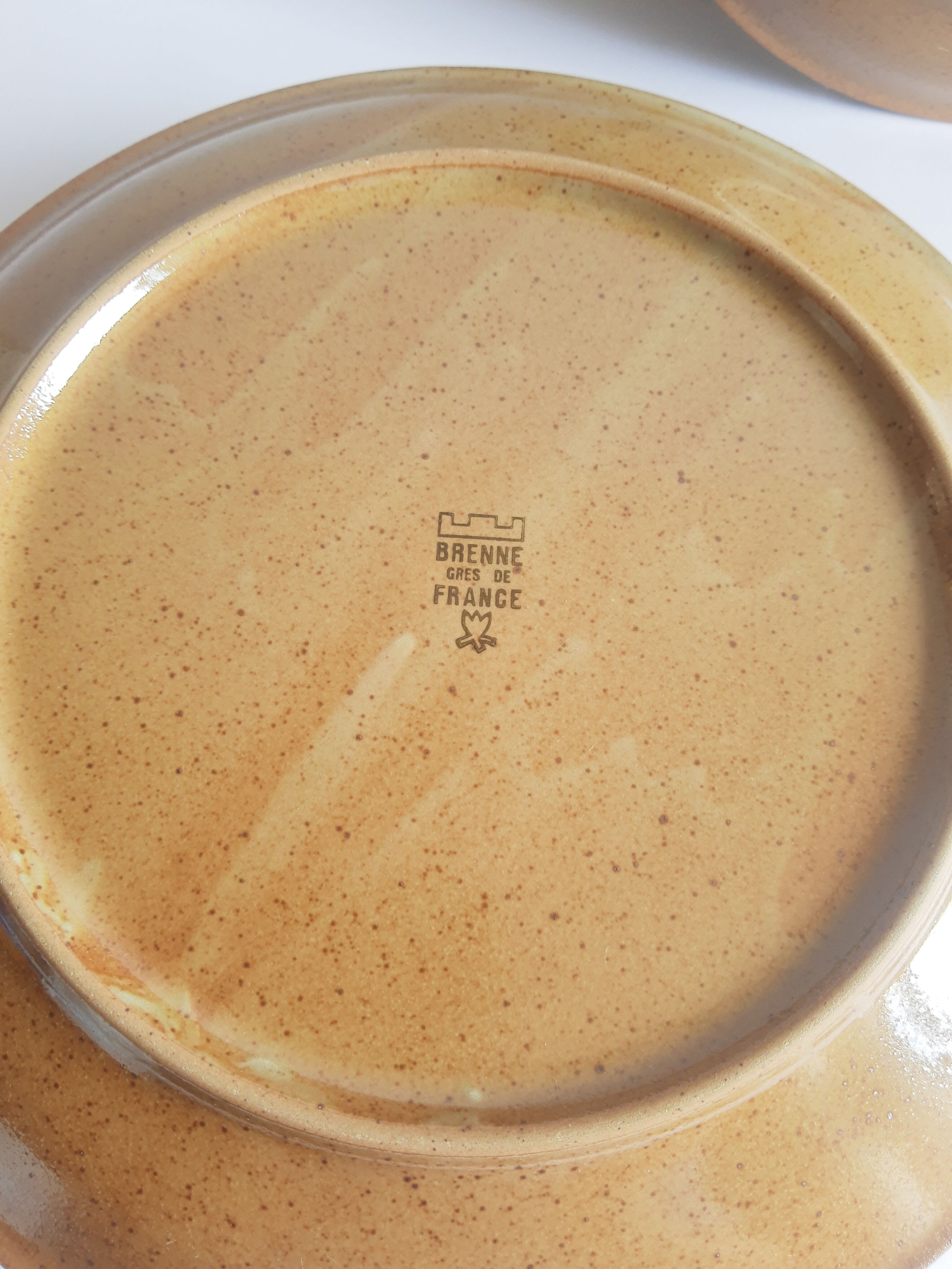 Set of 6 flat plates in Brenne stoneware from France vintage