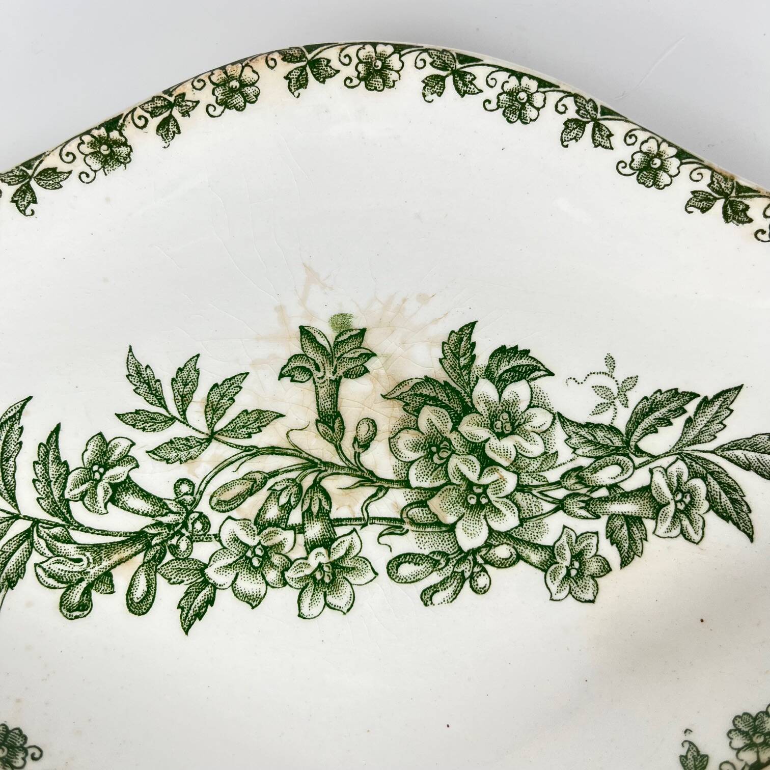 Rare "Denise" Ironstone Ravier by St Amand, green, early 20th century