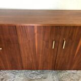 Vintage enfilade 1960-1980's blond walnut veneer handles brass