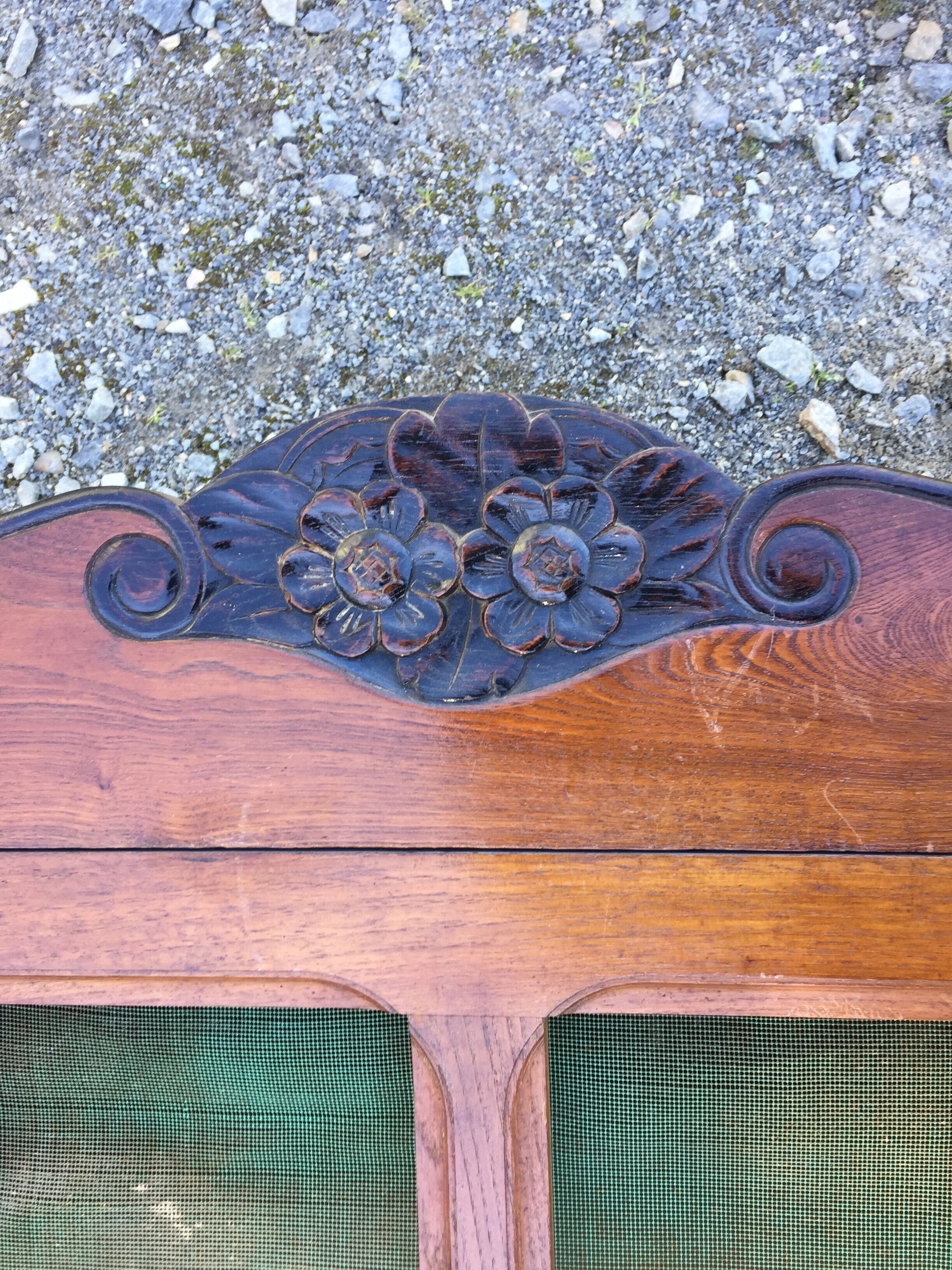 Vintage mesh cabinet in solid oak rococo period 1930