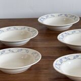 Set of 10 small soup plates with blue flower frieze pattern