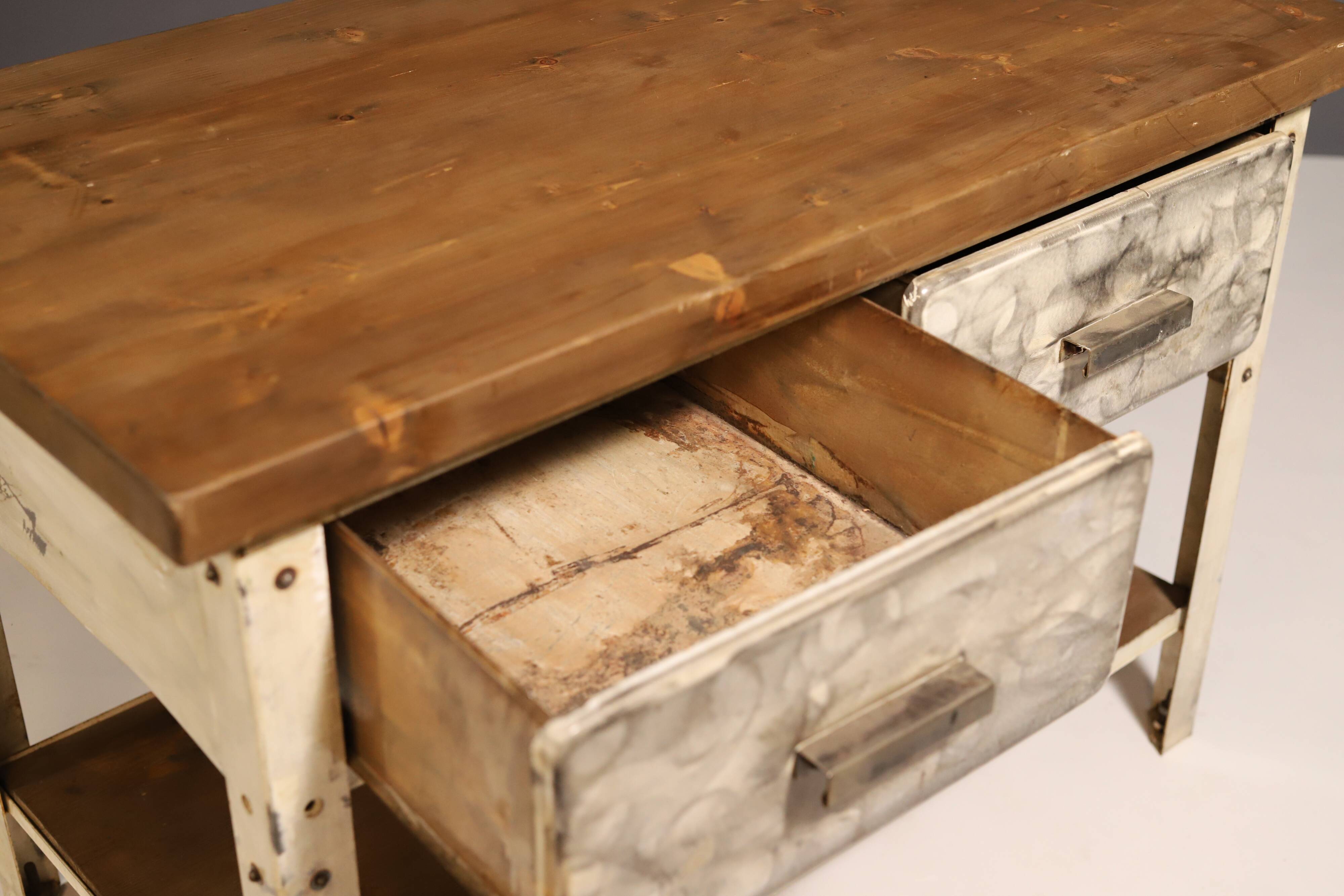 Industrial iron kitchen table from the 1950s, Czechoslovakia