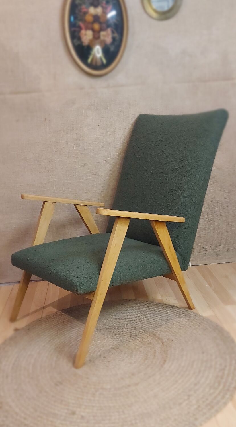 Scandinavian armchair with compass legs