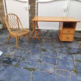 Vintage bamboo and wicker desk