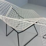 Set of two Diamond chair by Harry Bertoia in white & black metal. 1960s