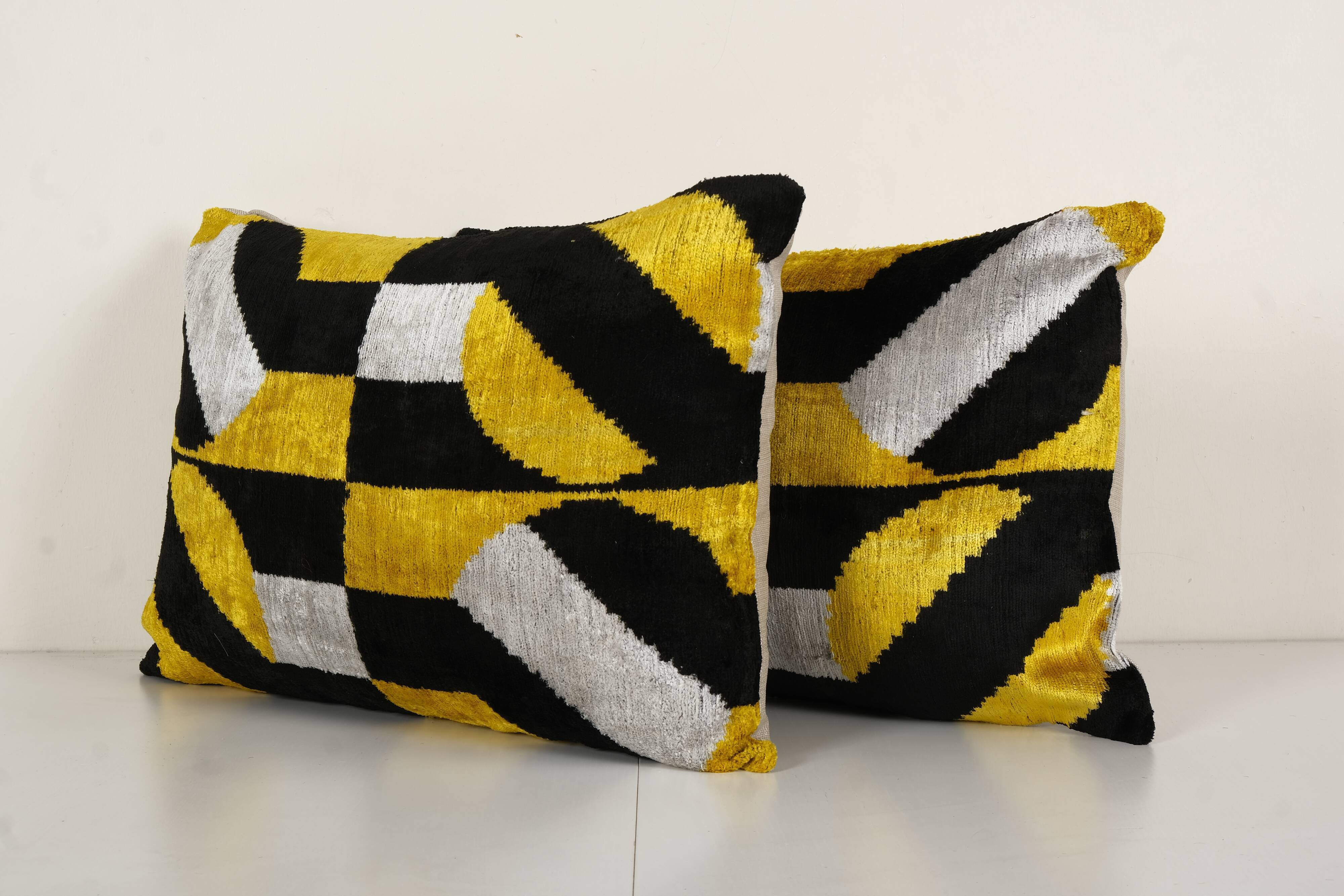 Silk ikat yellow pillowcase