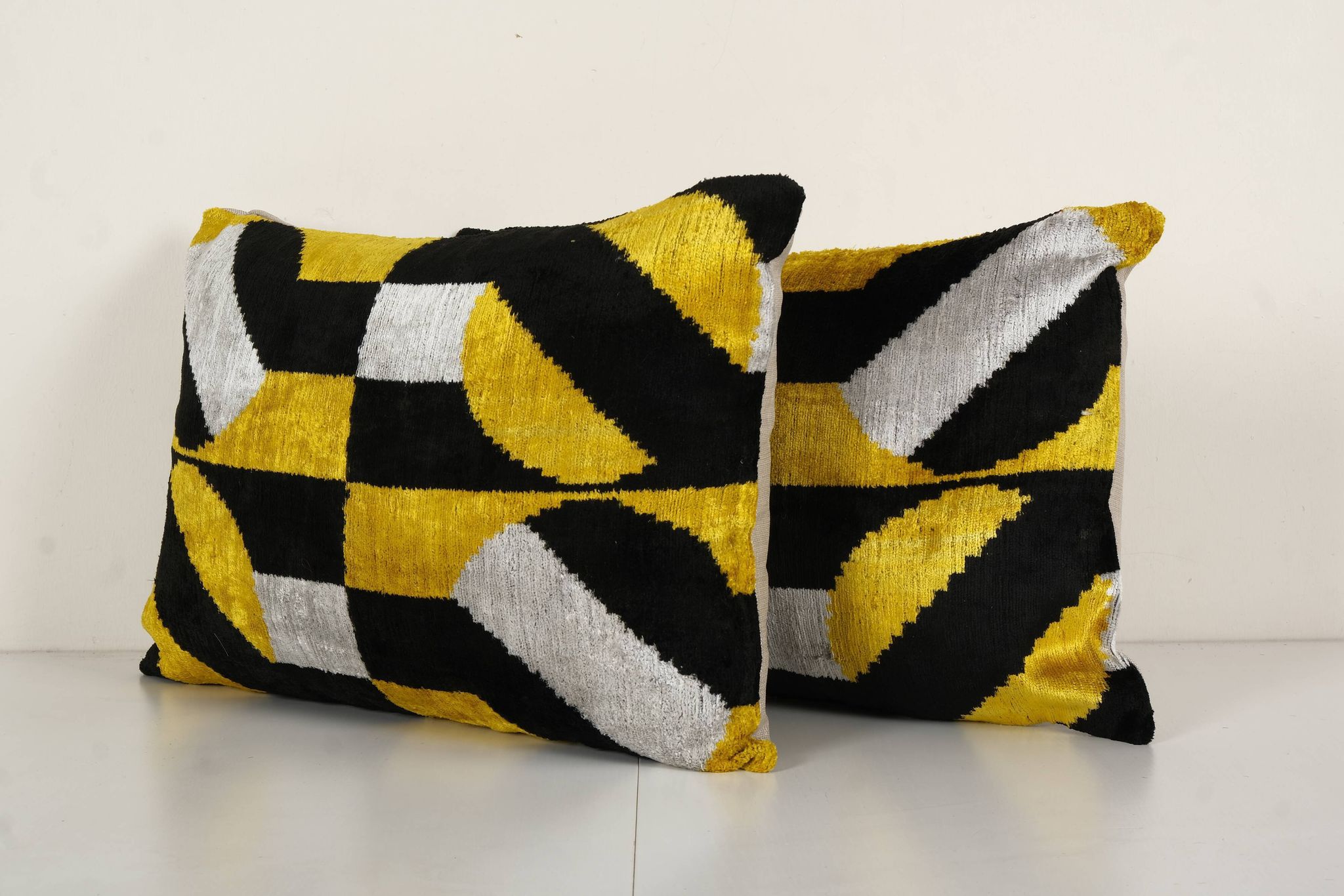 Silk ikat yellow pillowcase