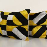 Silk ikat yellow pillowcase
