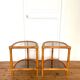 Paire de tables de chevet vintage en rotin et verre fumé