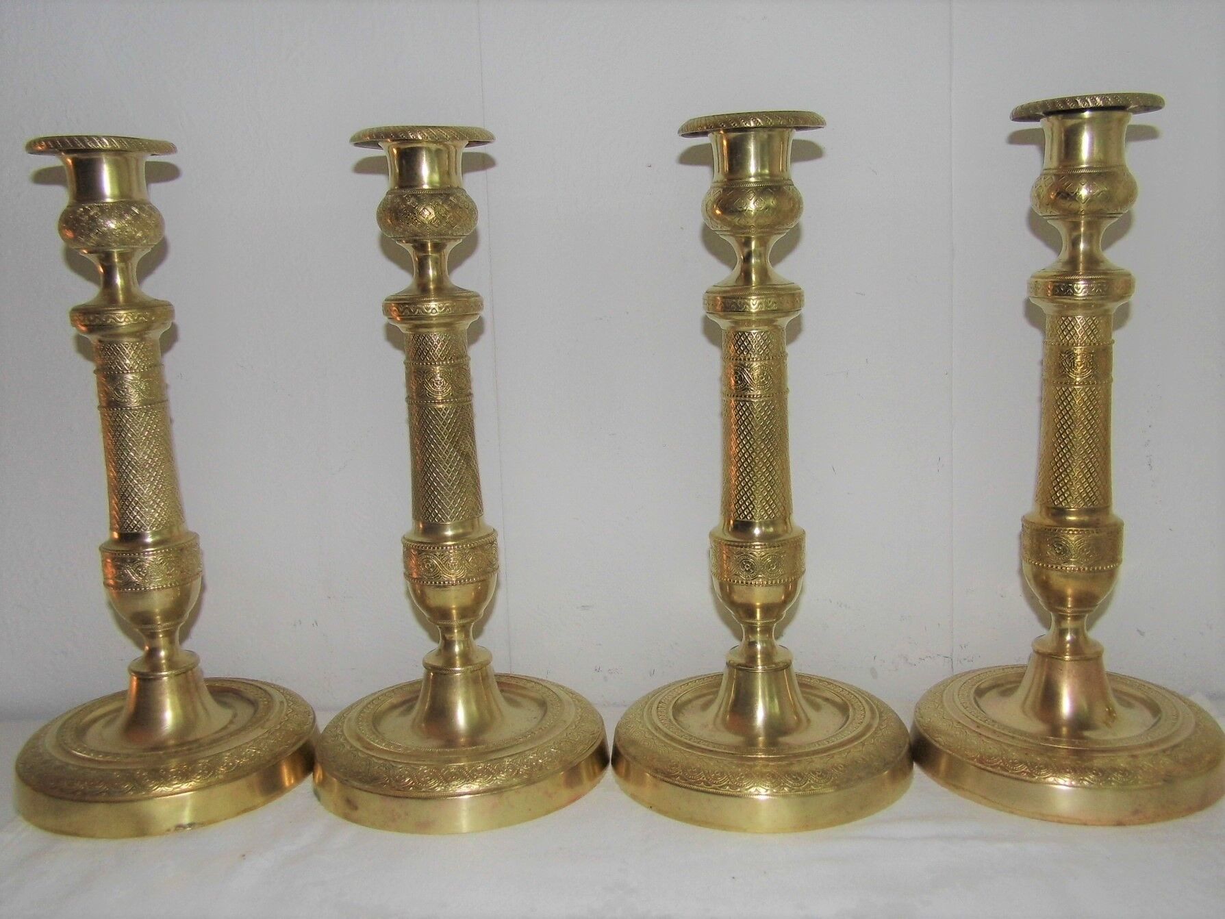 4 brass bronze torch candlesticks 27 cm
