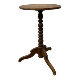 Ancien guéridon, brutaliste en bois tourné