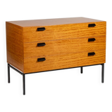 Chest of drawers in varnished blond cherry wood. 1960s.