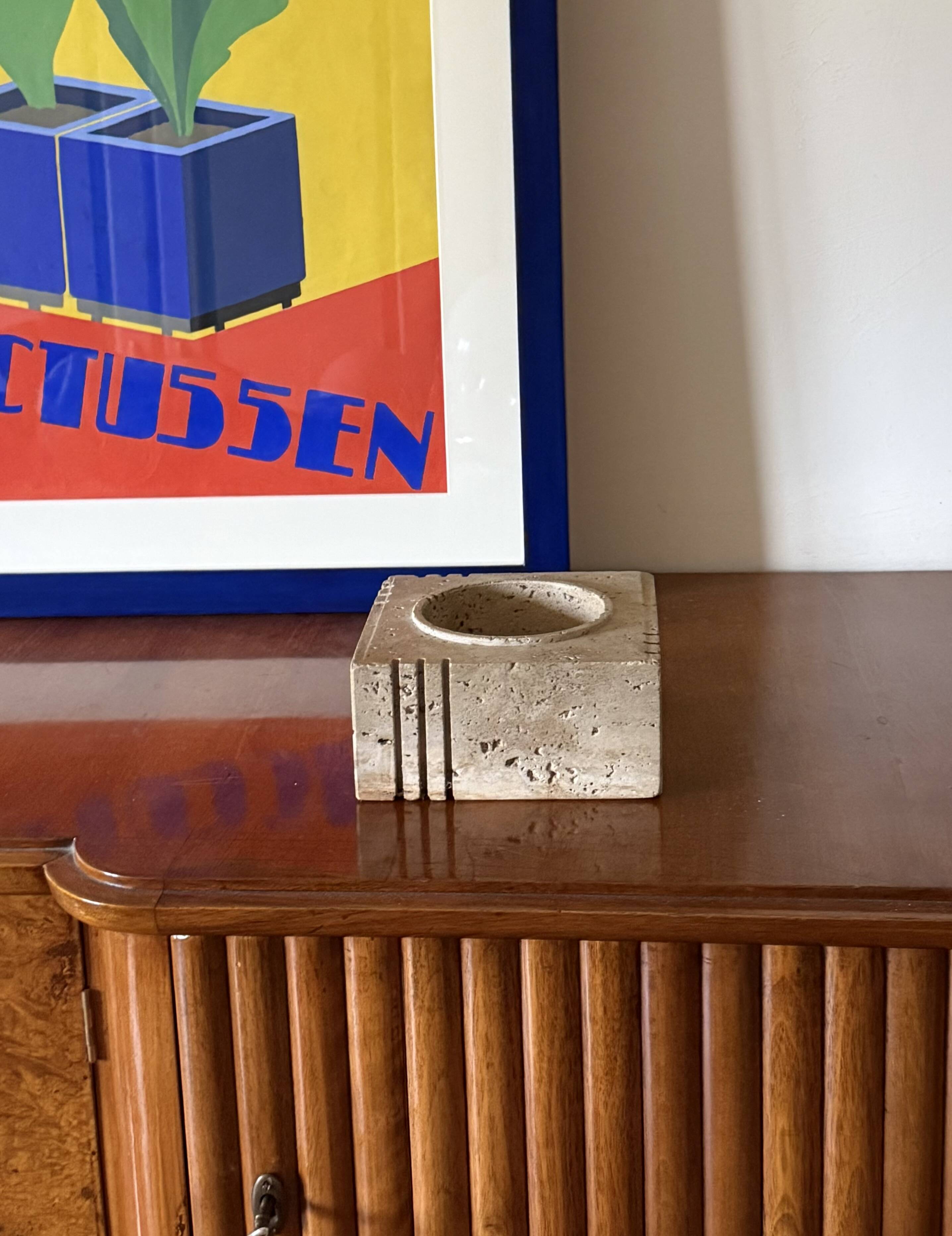 Travertine cubic vide poche / ashtray, Cerri Nestore, Italy, 1970s