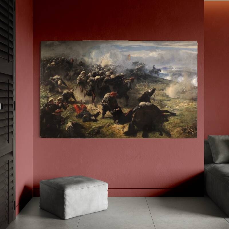 Great battle of the 19th century, painting signed H.P.