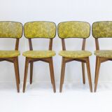Set of 4 chairs yellow & black camouflage 1950 vintage rockabilly 50s French bistro chairs