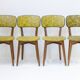 Suite de 4 chaises bistrot camouflage jaune & noir 1950 vintage French 50's rockabilly chairs