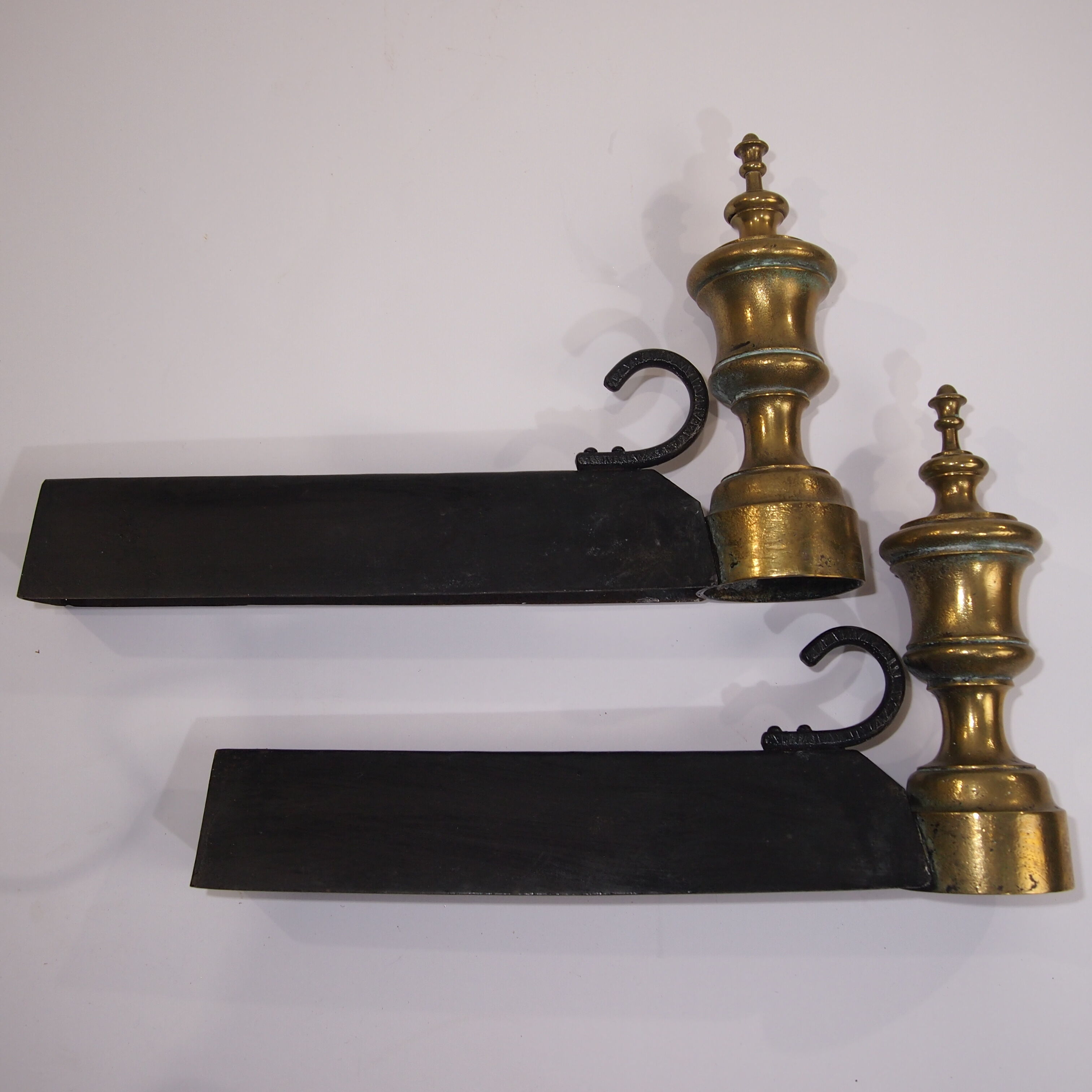 Pair Chenets vintage brass / old fireplace chenets