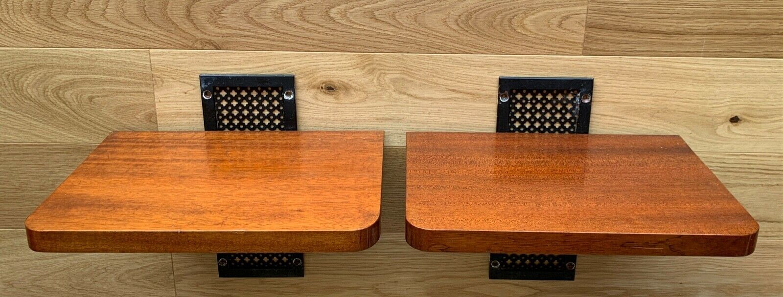 Pair of 1960 wood shelves