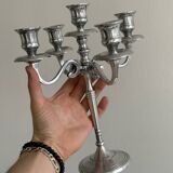 5-branch silver-plated metal candlestick