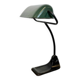Lampe de Banque Vintage en Émail Vert de BUR, 1930s