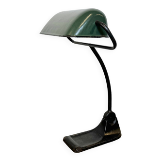 Lampe de Banque Vintage en Émail Vert de BUR, 1930s