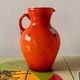 Vintage vase or pitcher in orange blown glass - Made in Italy