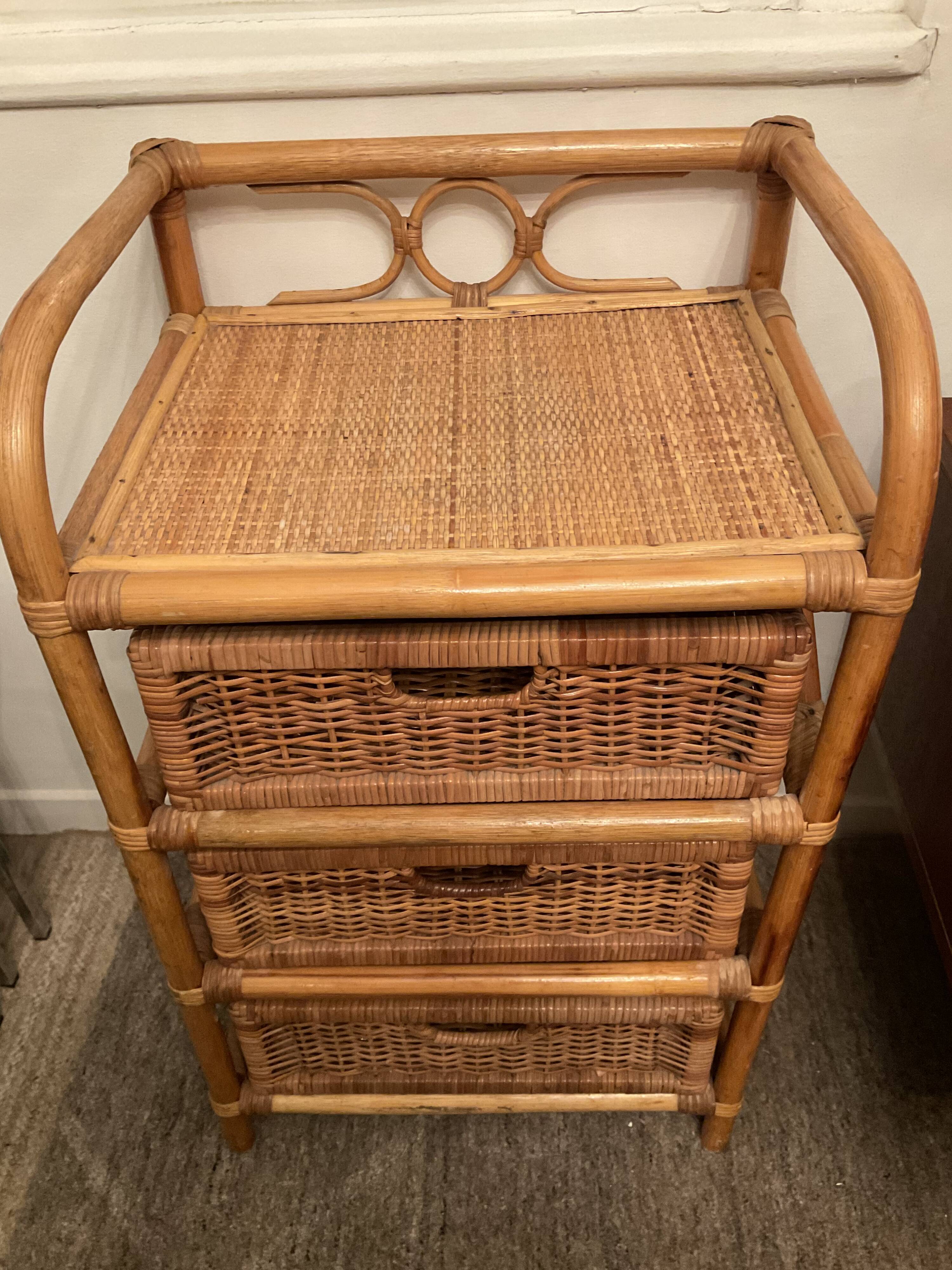 Vintage rattan storage cabinet from the 70s
