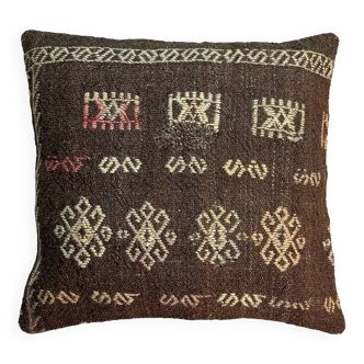 Vintage turkish kilim cushion cover , 55 x 55 cm