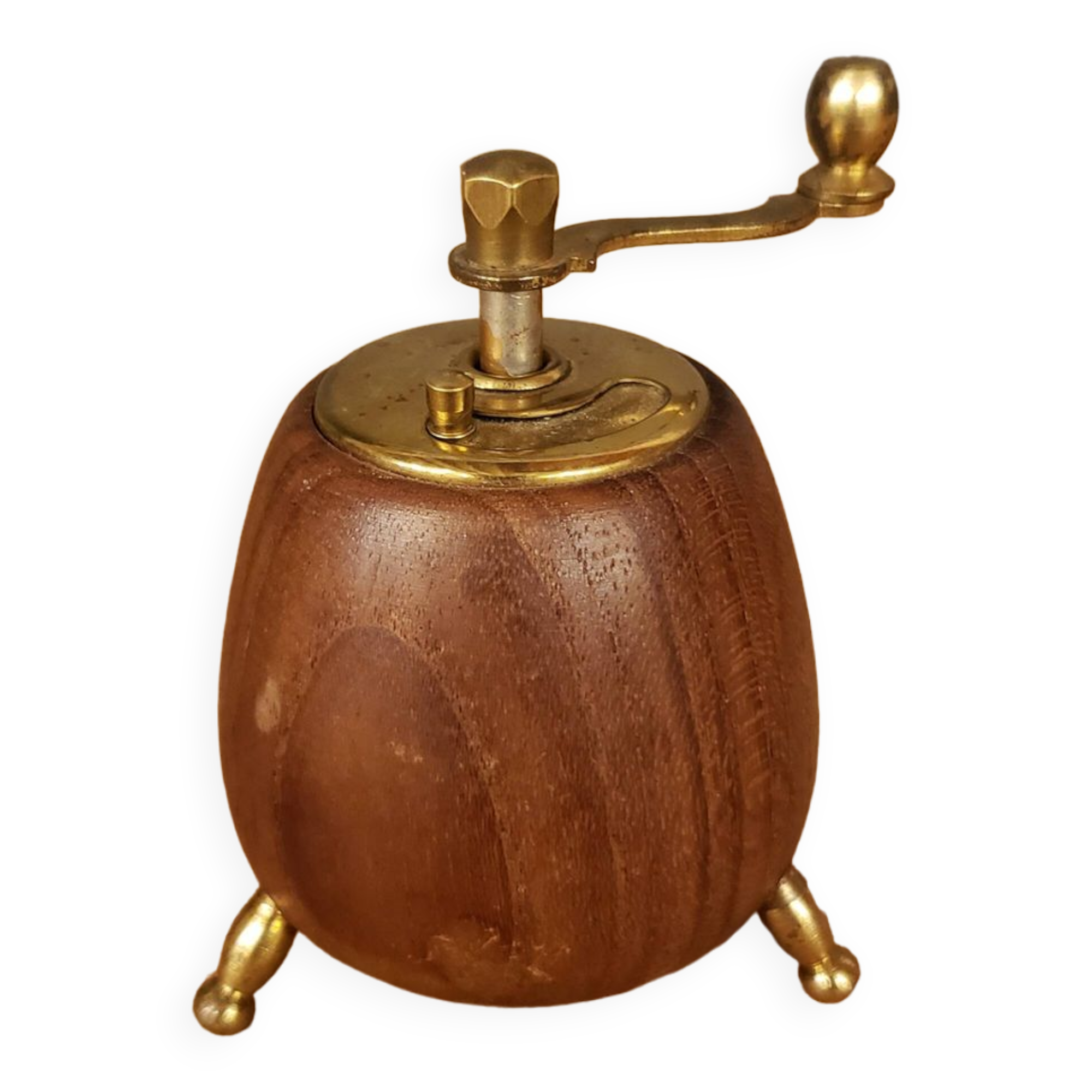 Wood and brass pepper mill Italy 1960