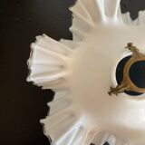 White opaline pendant light with ruffles