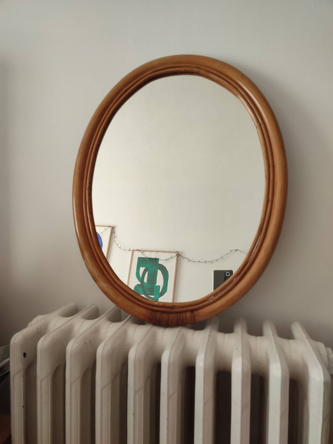 Vintage bamboo and rattan mirror