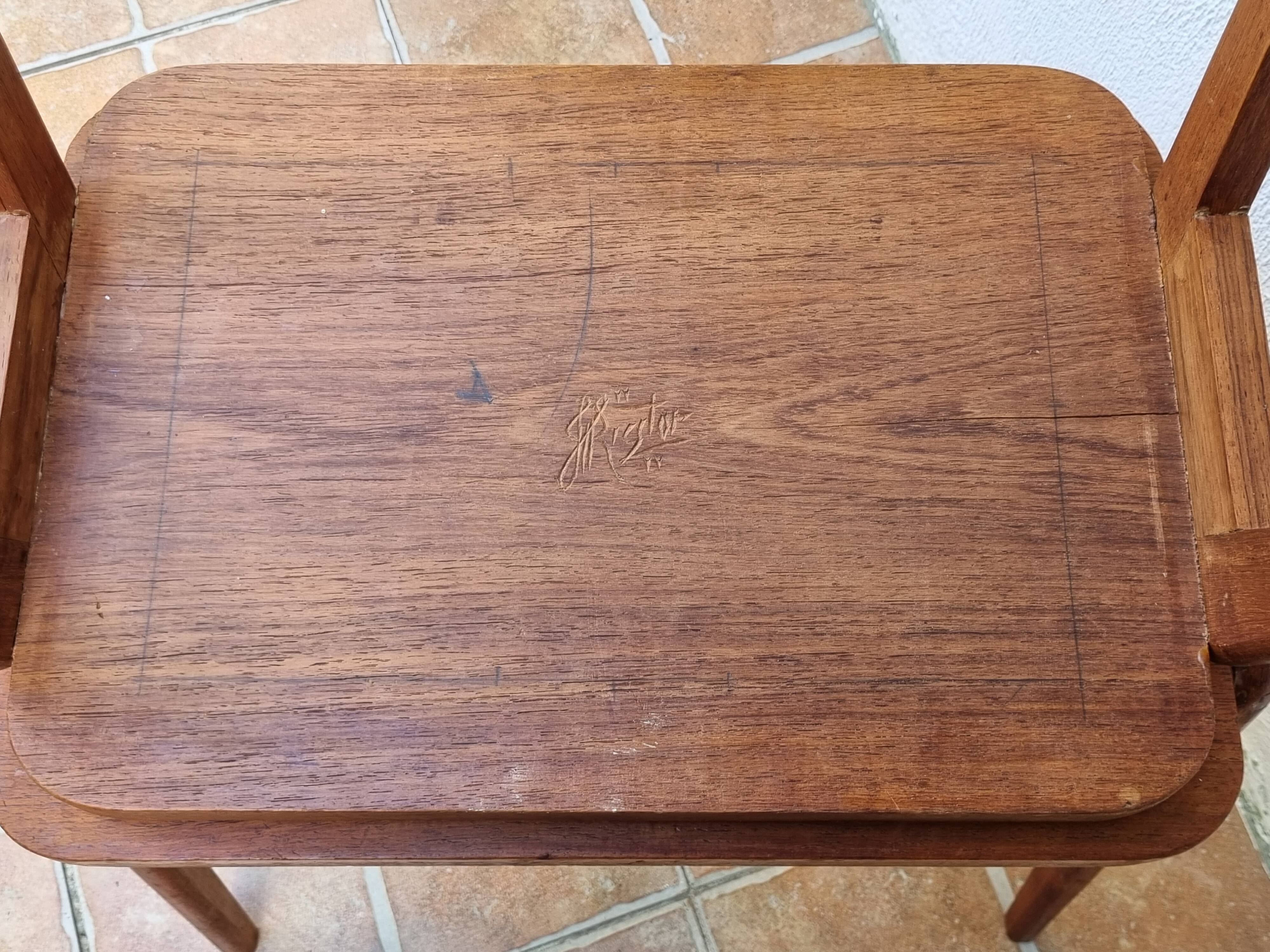 Pair of Malagasy nesting tables in carved wood, signed, m.o.f, 1955