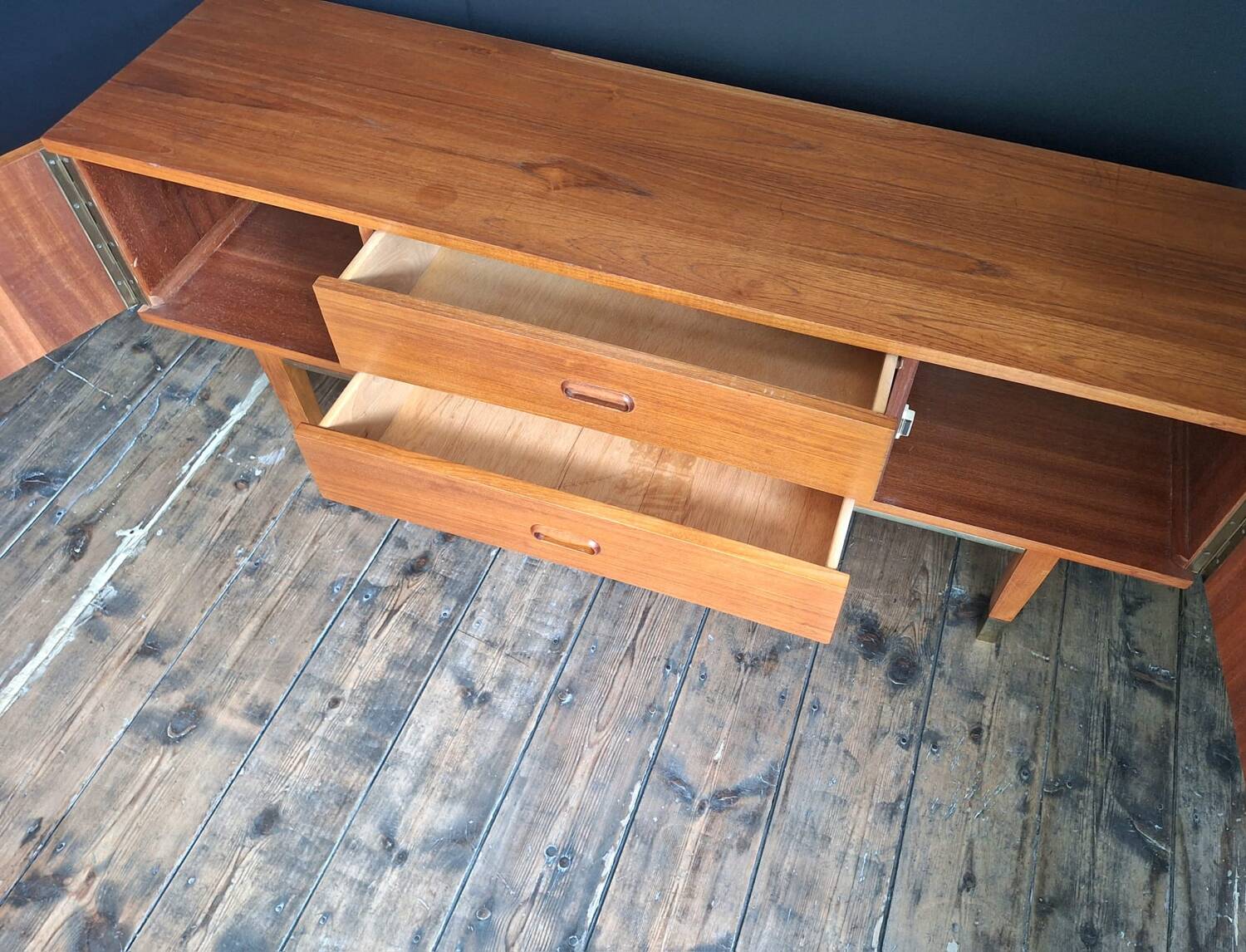 Vintage teak sideboard, Scandinavian design, antique TV cabinet