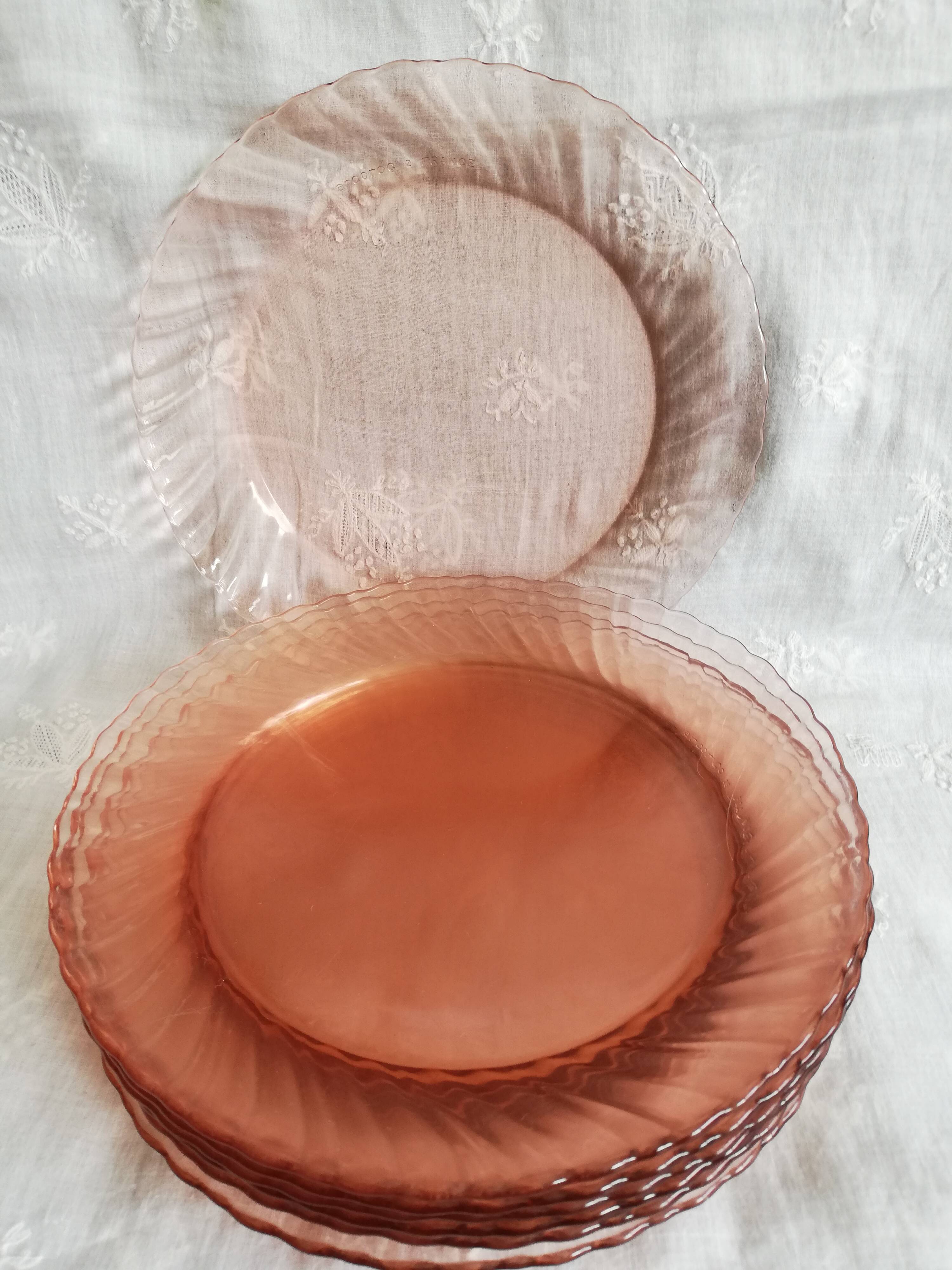 Set of 8 flat plates Rosaline Arcoroc